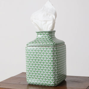 Lemon Green Scalloped Porcelain Tissue Box Holder