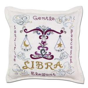 Libra Astrology Hand-Embroidered Pillow