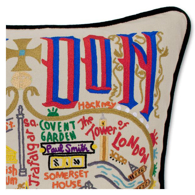 London Hand-Embroidered Pillow