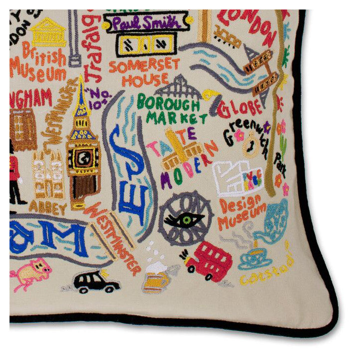London Hand-Embroidered Pillow
