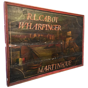 French Antique Pub Sign "R.L. Cabot Wharfinger Martinique" c1910