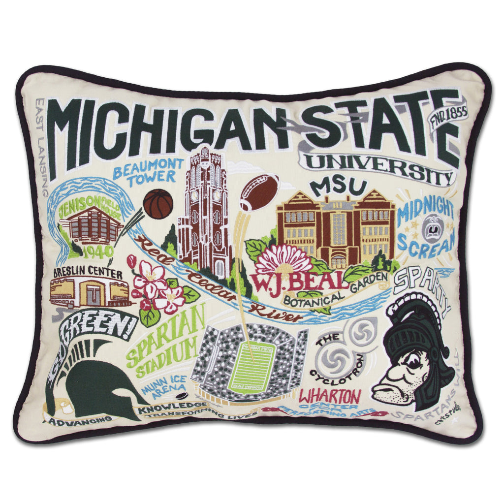 Michigan State University Collegiate Embroidered Pillow
