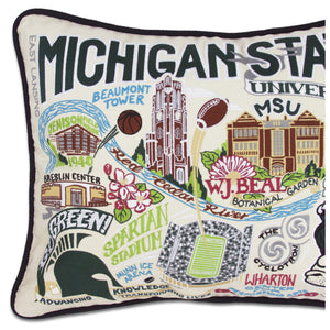 Michigan State University Collegiate Embroidered Pillow