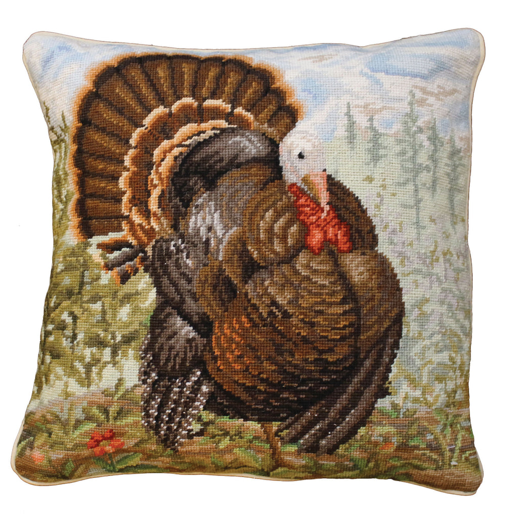 Tom the Turkey Needlepoint Pillow