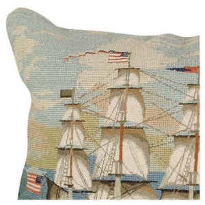 Ship Full Mast Needlepoint Pillow