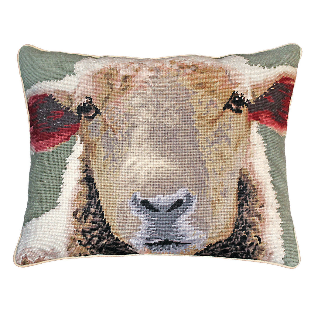 Sheep Face Needlepoint Pillow