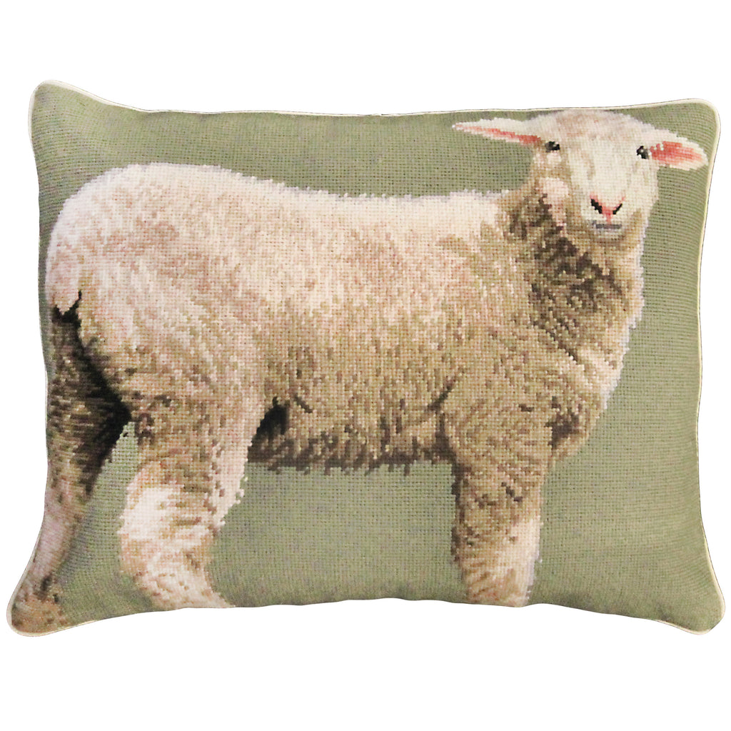 Baby Sheep Needlepoint Pillow
