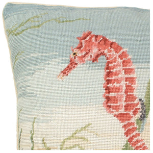 Sea Horse Needlepoint Pillow