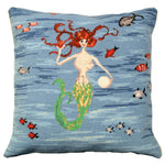 Red Mermaid Needlepoint Pillow