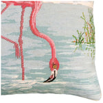 Flamingo in Water Needlepoint Pillow