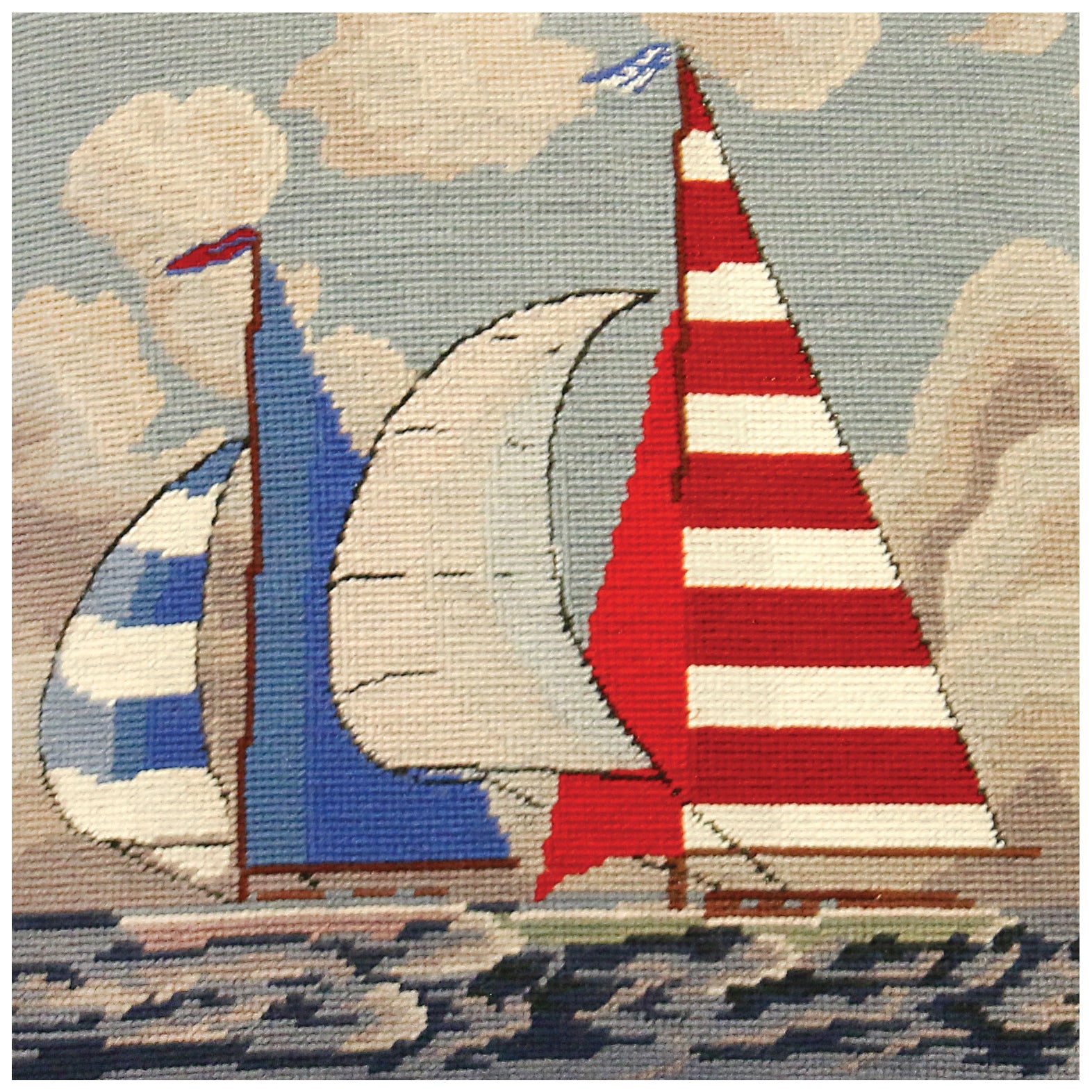 Striped Sailor Needlepoint Pillow