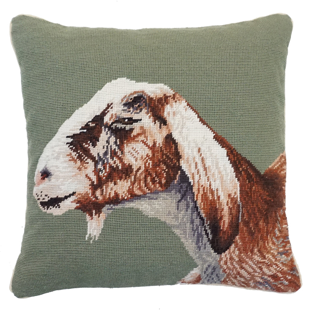 Nubian Goat Needlepoint Pillow