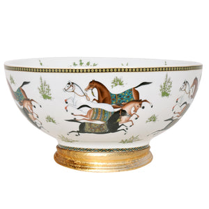 "Off to the Races" Porcelain Bowl with Base