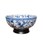 Blue & White Floral Porcelain Bowl w/ Base