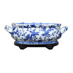 Blue & White Floral Porcelain Foothbath w/ Base