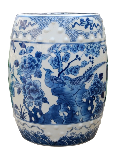 Porcelain Blue & White English Garden Stool