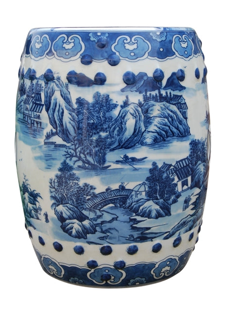 Porcelain Blue White Dotted Canton Garden Stool – English Traditions