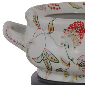 Multi-Colored Floral Porcelain Footbath with Base