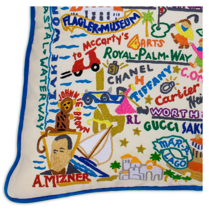 Palm Beach Hand-Embroidered Pillow