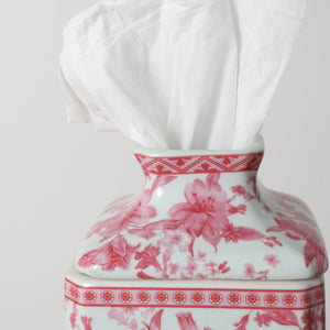Pink Chinoiserie Porcelein Tissue Box Holder