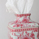 Pink Chinoiserie Porcelein Tissue Box Holder
