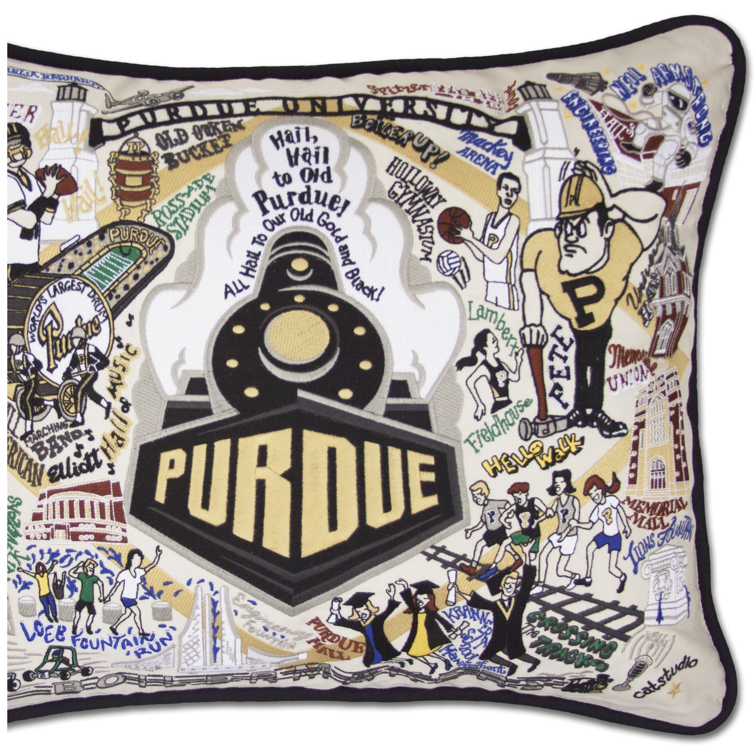 Purdue University Collegiate Embroidered Pillow