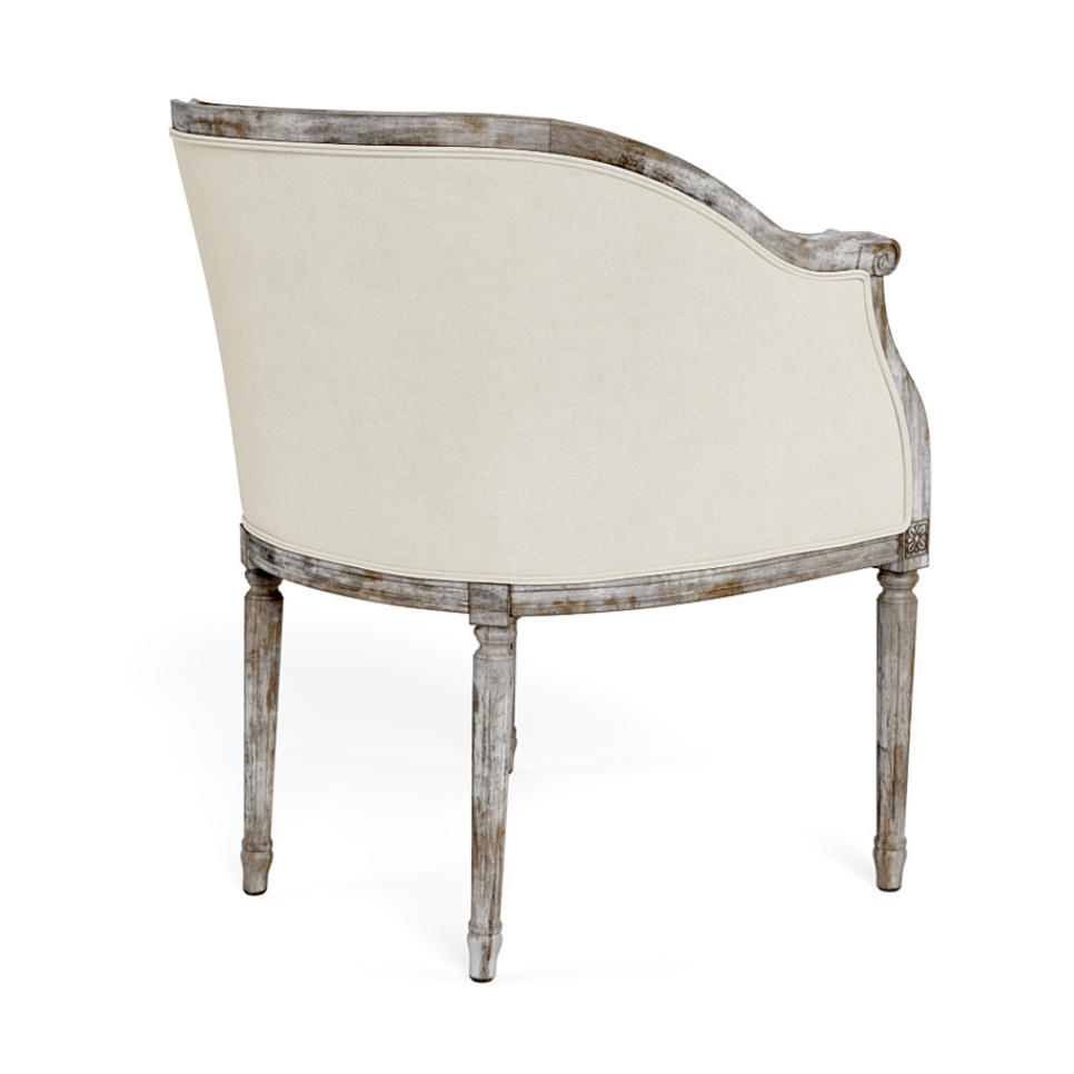 Pull Up Chair Frame in Off White Linen