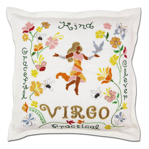 Virgo Astrology Hand-Embroidered Pillow