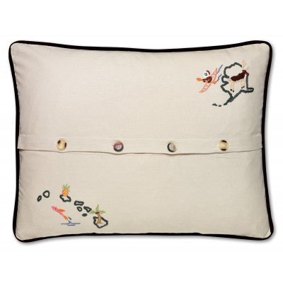 America Hand-Embroidered Pillow