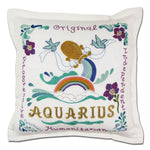 Aquarius Astrology Hand-Embroidered Pillow