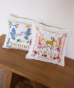 Gemini Astrology Hand-Embroidered Pillow