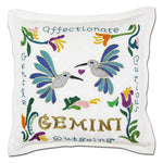 Gemini Astrology Hand-Embroidered Pillow