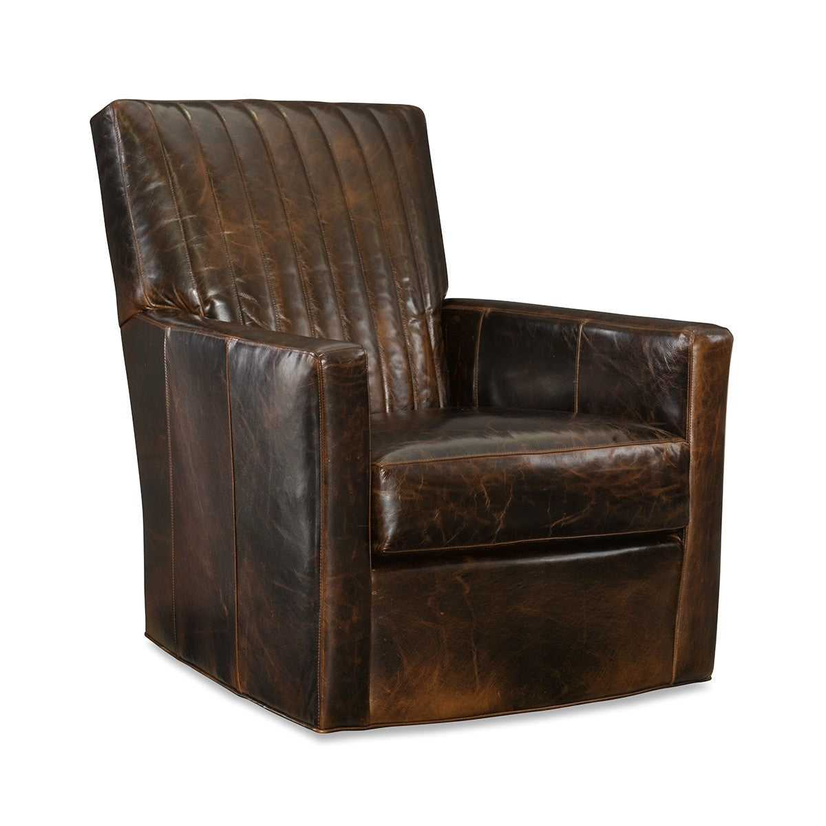 Malcolm Leather Channel Back Swivel Chair