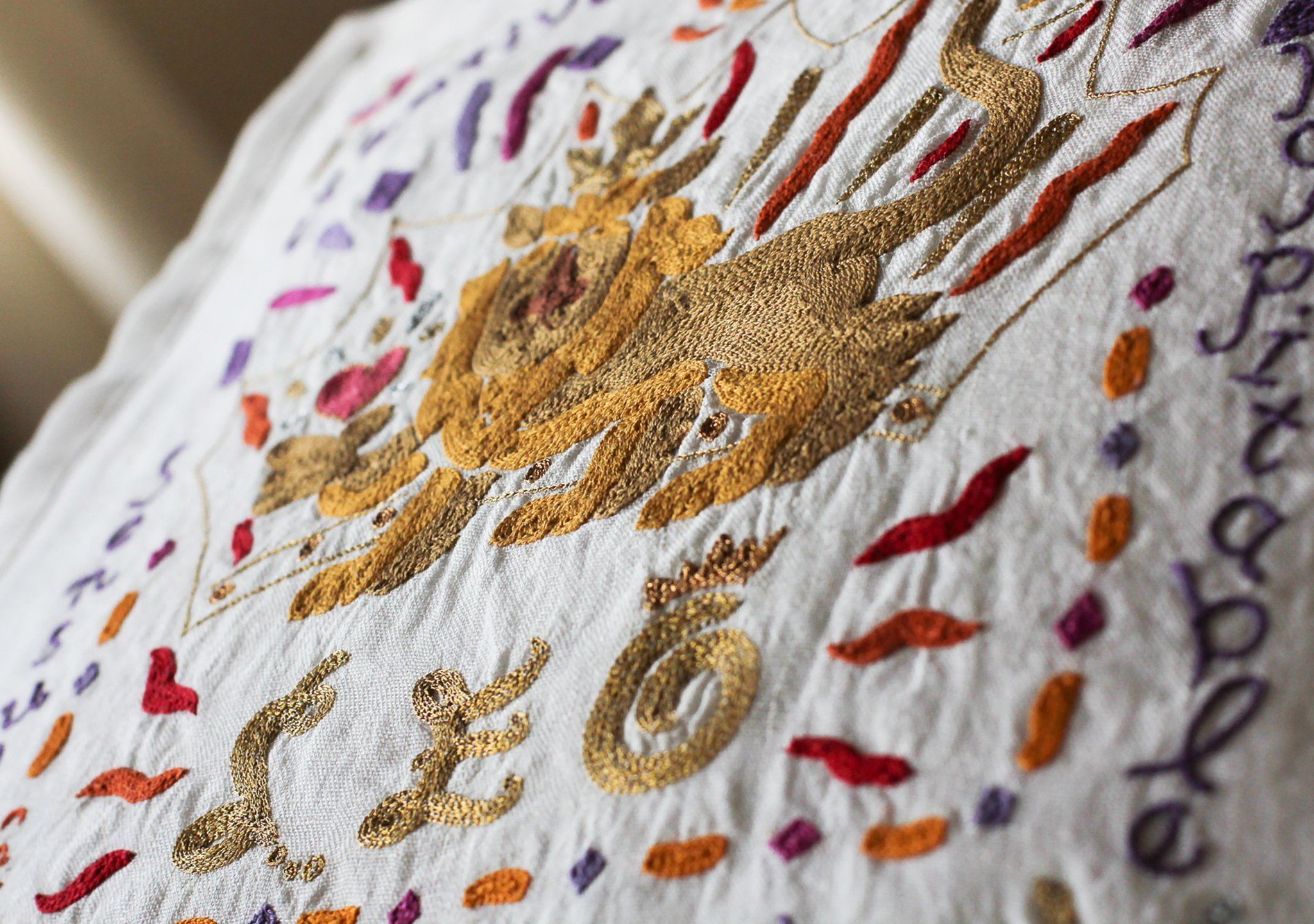 Leo Astrology Hand-Embroidered Pillow