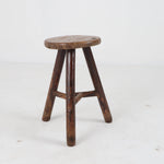 Antique Round Country Stool with Mortise and Tenon Joinery