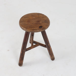 Antique Round Country Stool with Mortise and Tenon Joinery